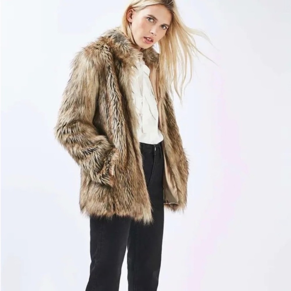 Topshop Kate Faux Fur Coat Size 4